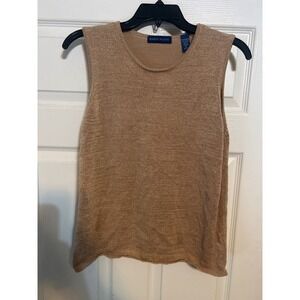 Karen Scott Tan Sleeveless Knit Shell Top Crew Neck Sweater Vest XL RN13711